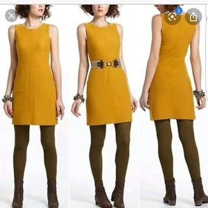 Anthropologie Sparrow Mustard Yellow Dress